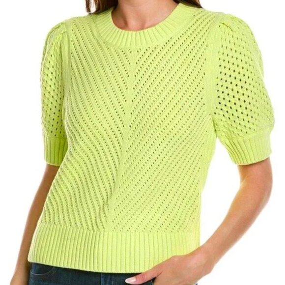 CAbi Sweaters - CABI Beaming Cotton Sweater green yellow lime 6410 -Size Medium